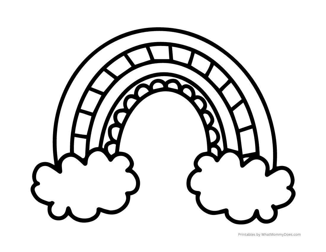Beautiful Rainbow Coloring Page with Clouds {Free to Print!}